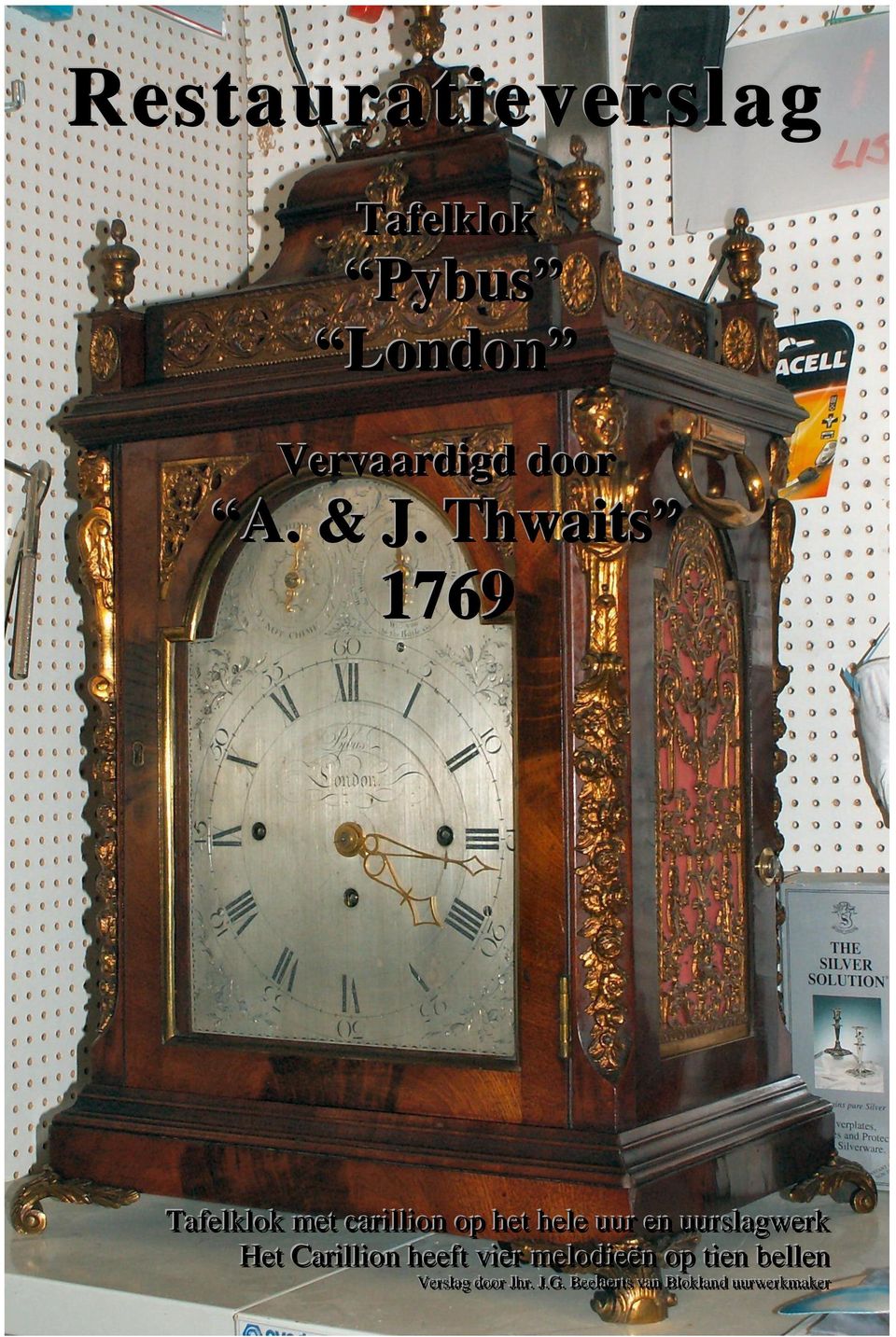 Thwaits 1769 Tafellkllok mett cariilllliion op hett helle uur en uursllagwerk Hett Cariilllliion