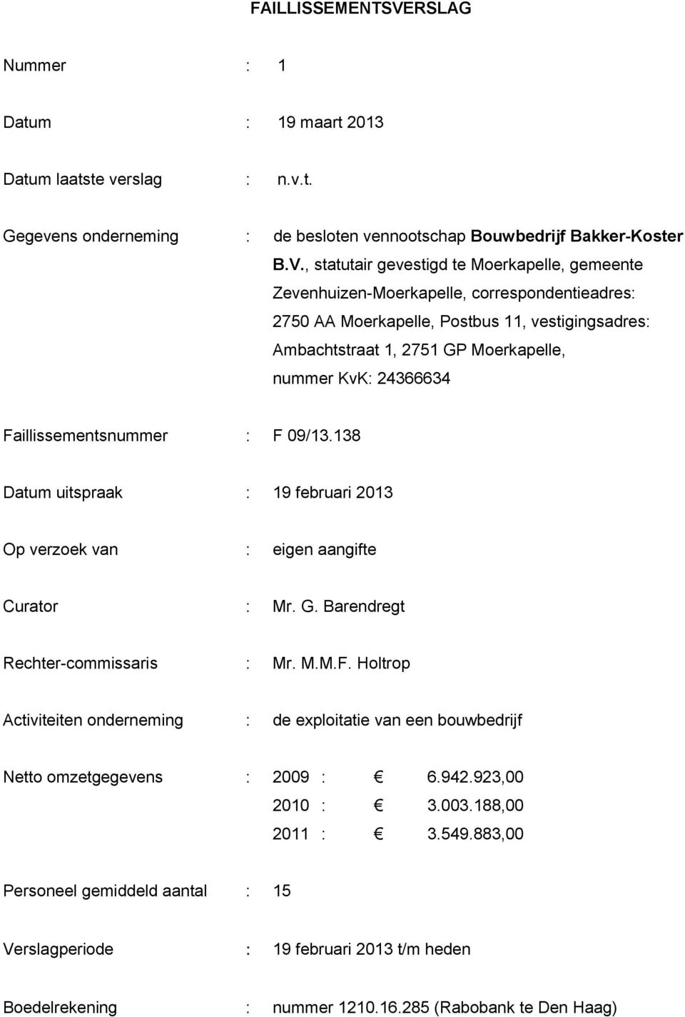 , statutair gevestigd te Moerkapelle, gemeente Zevenhuizen-Moerkapelle, correspondentieadres: 2750 AA Moerkapelle, Postbus 11, vestigingsadres: Ambachtstraat 1, 2751 GP Moerkapelle, nummer KvK: