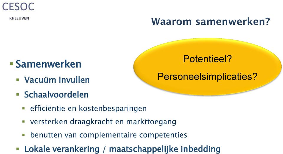 benutten van complementaire competenties Potentieel?