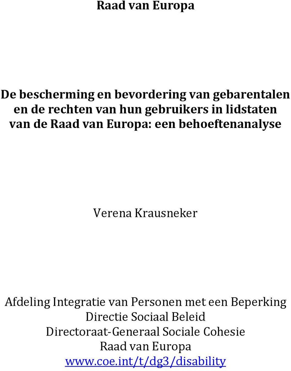 Krausneker Afdeling Integratie van Personen met een Beperking Directie Sociaal