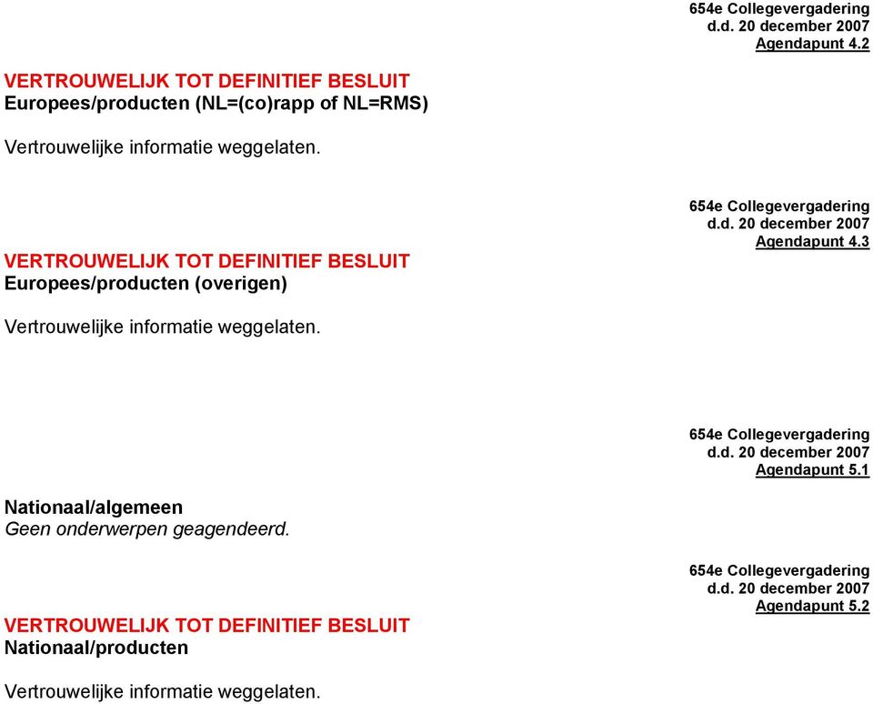 NL=RMS) VERTROUWELIJK TOT DEFINITIEF BESLUIT Europees/producten (overigen) 3