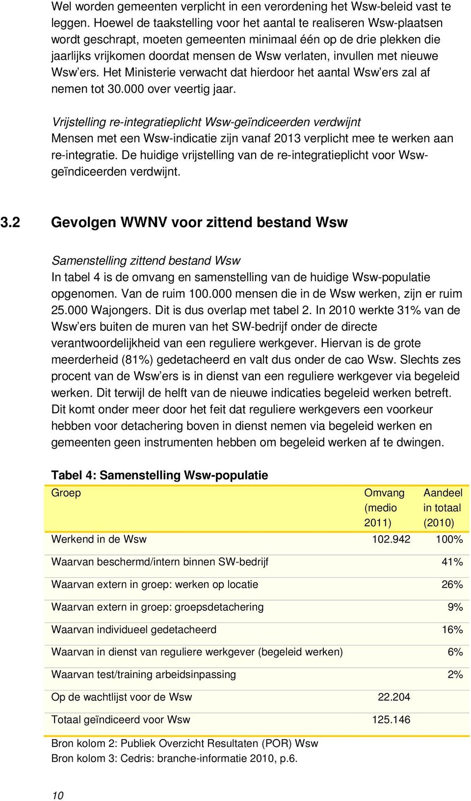 met nieuwe Wsw ers. Het Ministerie verwacht dat hierdoor het aantal Wsw ers zal af nemen tot 30.000 over veertig jaar.