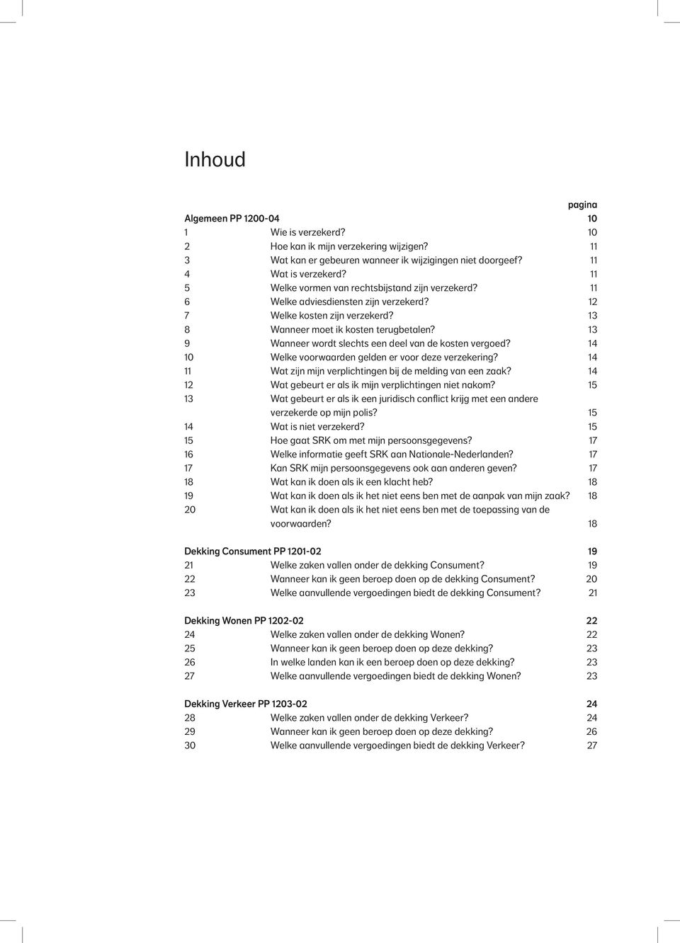 13 9 Wanneer wordt slechts een deel van de kosten vergoed? 14 10 Welke voorwaarden gelden er voor deze verzekering? 14 11 Wat zijn mijn verplichtingen bij de melding van een zaak?