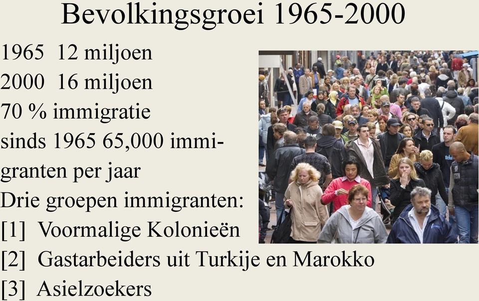 per jaar Drie groepen immigranten: [1] Voormalige