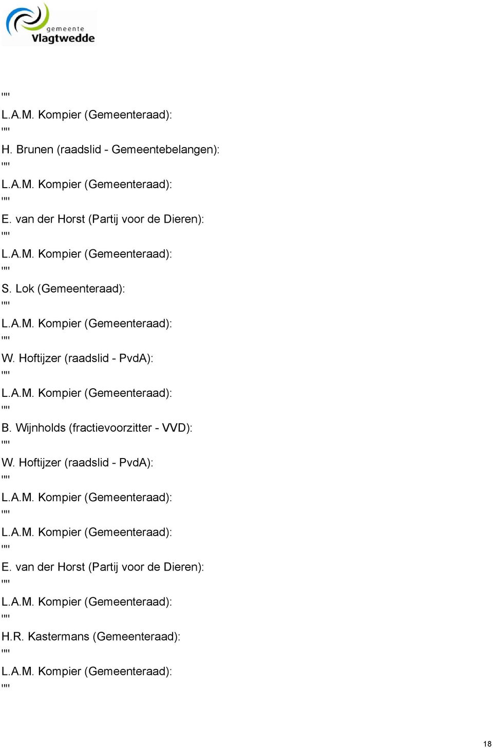 Hoftijzer (raadslid - PvdA): W.