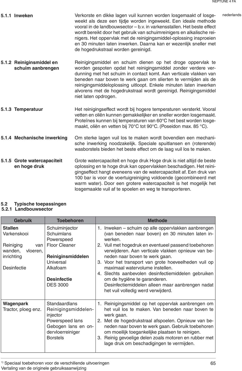 Daarna kan er wezenlijk sneller met de hogedrukstraal worden gereinigd. 5.1.