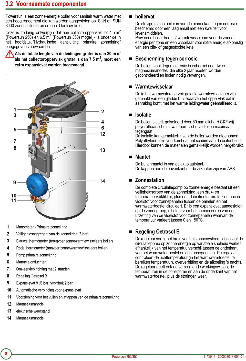 5 m (Powersun 350) mogelijk is onder de in het hoofdstuk "Hydraulische aansluiting primaire zonnekring" aangegeven voorwaarden.