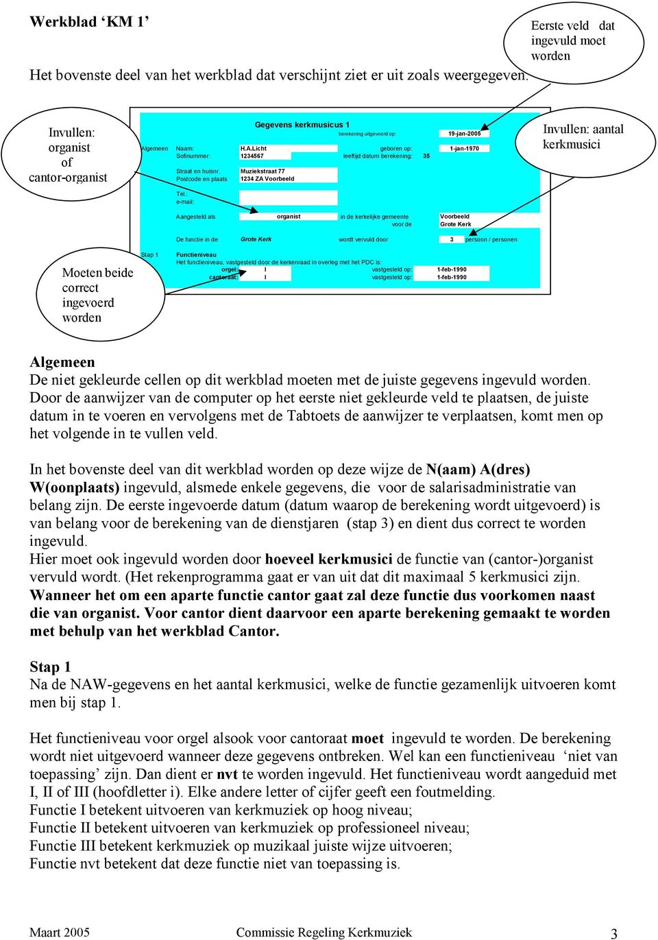 Postcode en plaats Gegevens kerkmusicus 1 Muziekstraat 77 1234 ZA Voorbeeld 19-jan-2005 1-jan-1970 Invullen: aantal kerkmusici Tel.