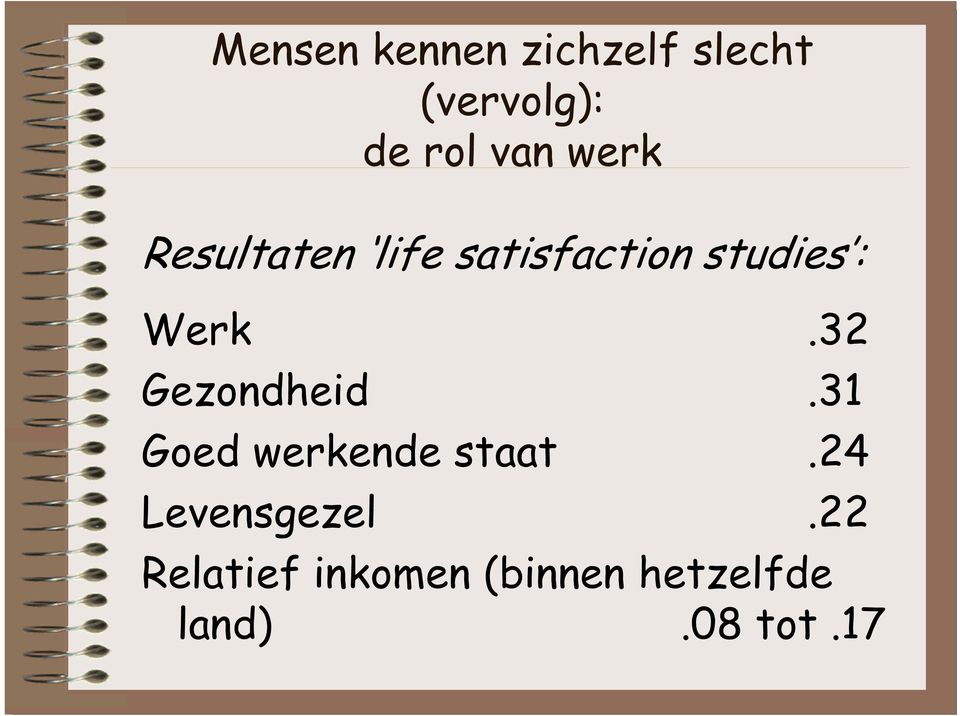 32 Gezondheid.31 Goed werkende staat.24 Levensgezel.