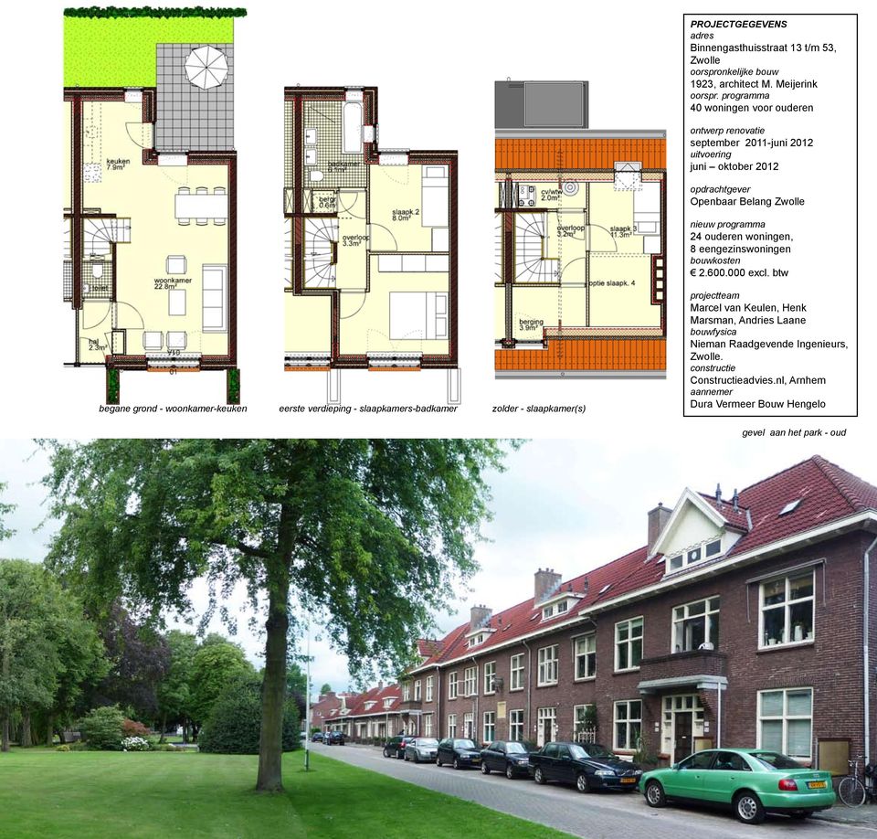 ouderen woningen, 8 eengezinswoningen bouwkosten 2.600.000 excl.