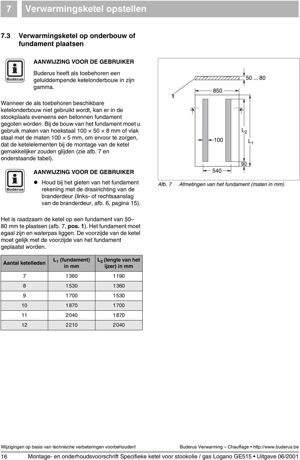 Bij de bouw van het fundament moet u gebruik maken van hoekstaal 00 50 8mm of vlak staal met de maten 00 5 mm, om ervoor te zorgen, dat de ketelelementen bij de montage van de ketel gemakkelijker