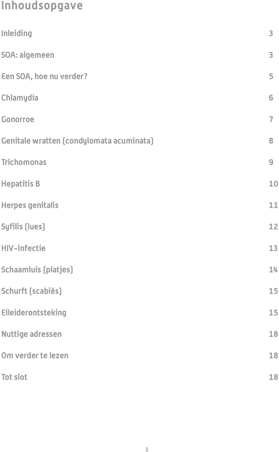 Hepatitis B 10 Herpes genitalis 11 Syfilis (lues) 12 HIV-infectie 13 Schaamluis