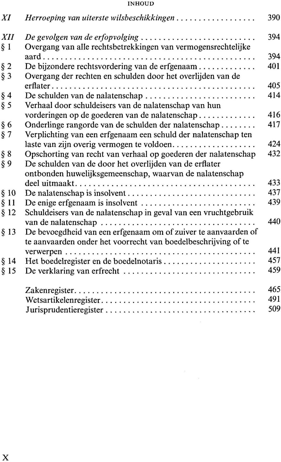 op de goederen van de nalatenschap 416 6 Onderlinge rangorde van de schulden der nalatenschap 417 7 Verplichting van een erfgenaam een schuld der nalatenschap ten laste van zijn overig vermogen te