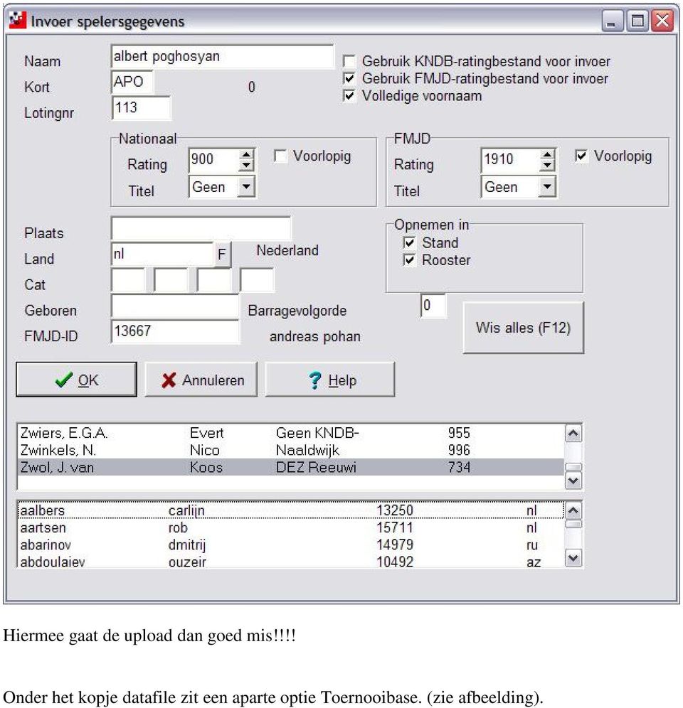 !!! Onder het kopje datafile