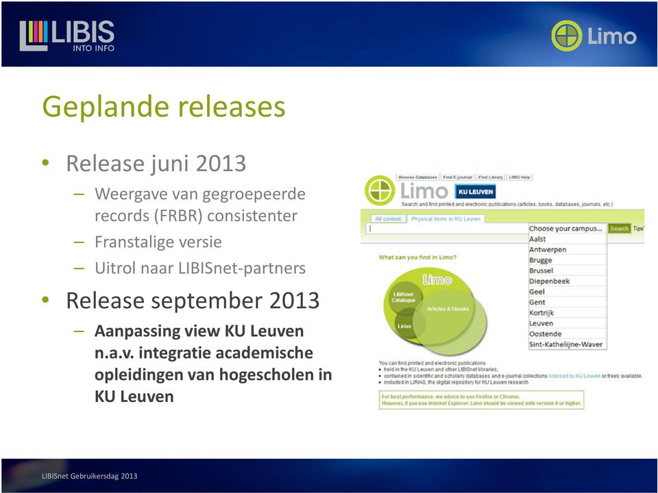 LIBISnet-partners Release september 2013 Aanpassing view KU