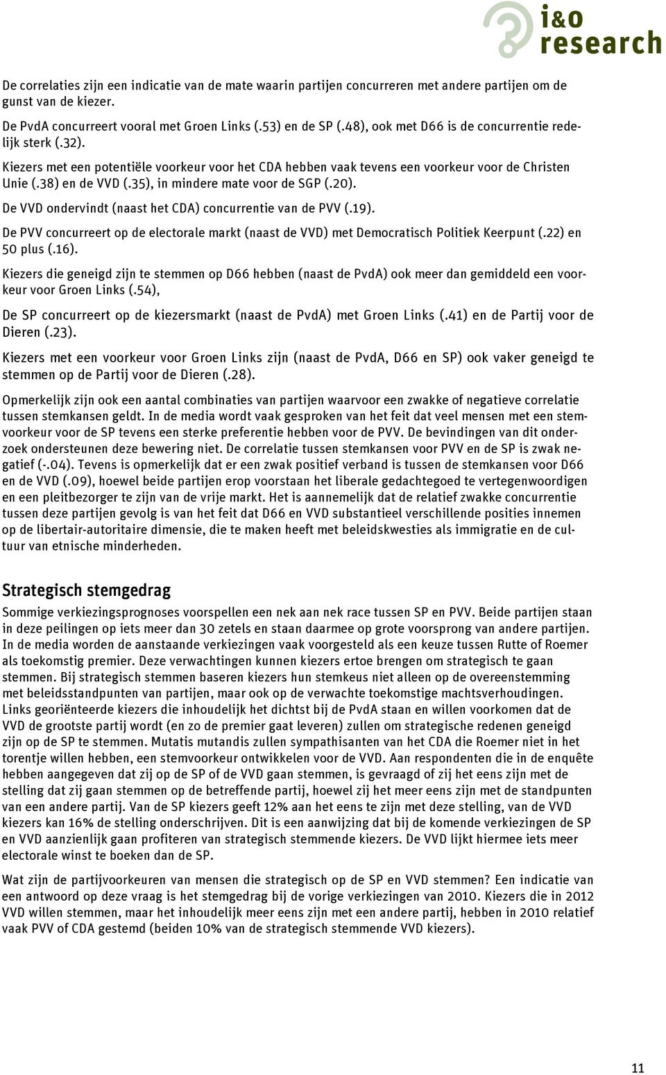 35), in mindere mate voor de SGP (.20). De VVD ondervindt (naast het CDA) concurrentie van de PVV (.19). De PVV concurreert op de electorale markt (naast de VVD) met Democratisch Politiek Keerpunt (.