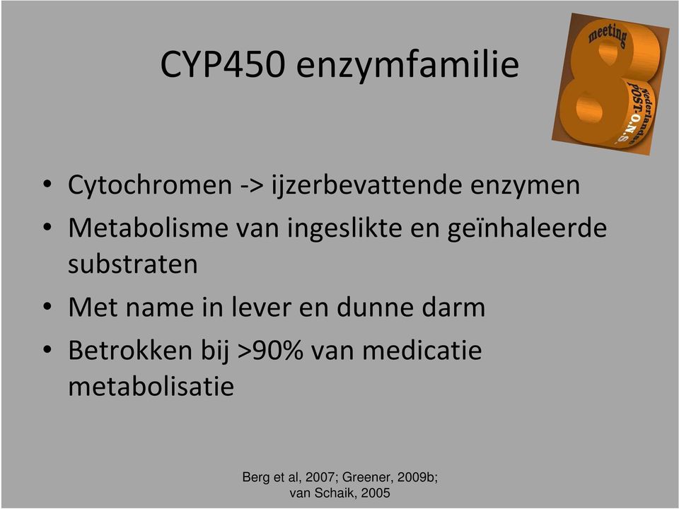 name in lever en dunne darm Betrokken bij >90% van medicatie