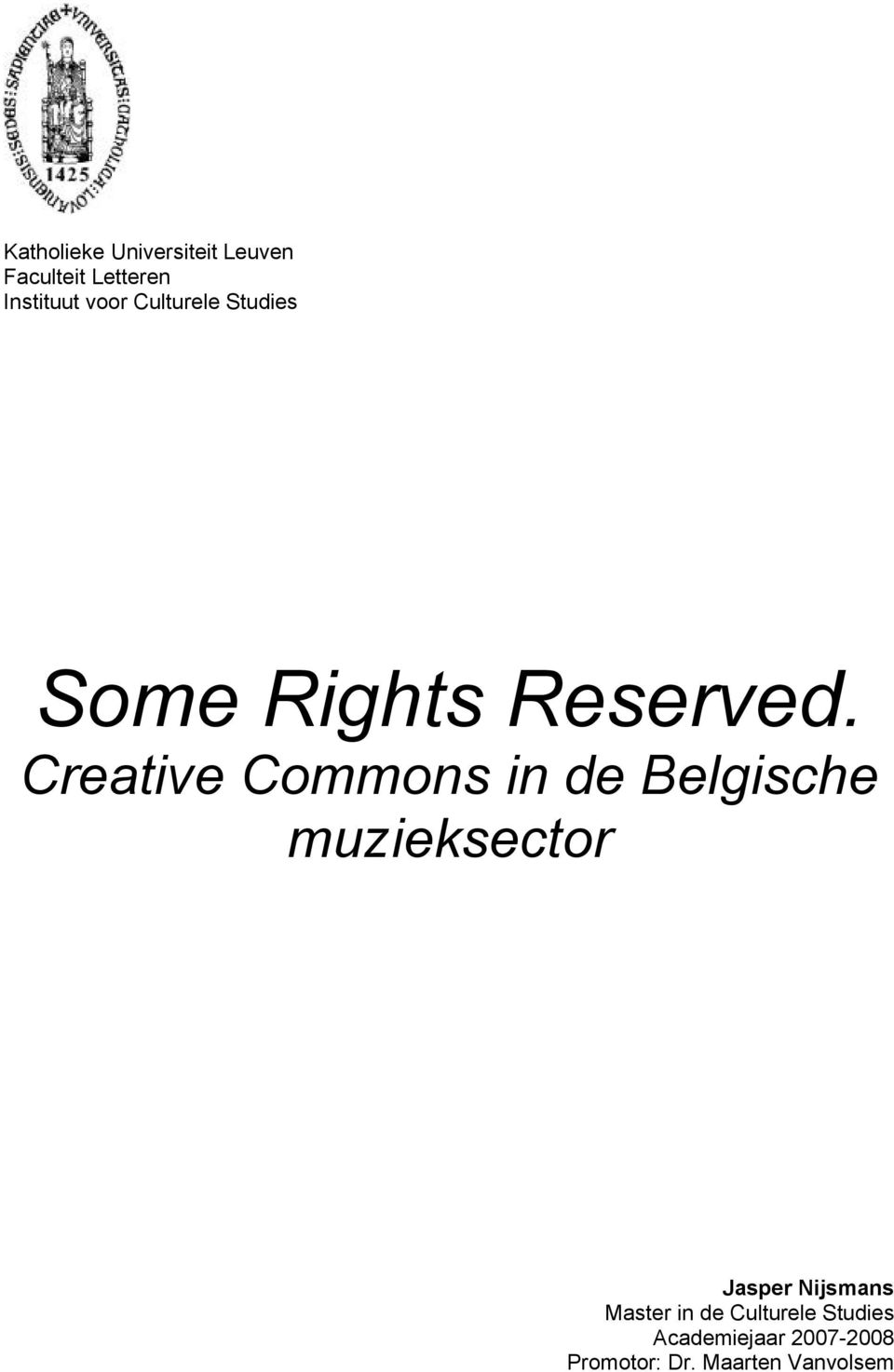 Creative Commons in de Belgische muzieksector Jasper Nijsmans