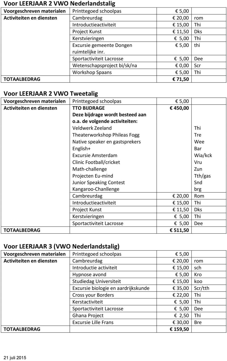 Phileas Fogg Tre Native speaker en gastsprekers Wee English+ Bar Excursie Amsterdam Wia/kck Clinic Football/cricket Vru Math-challenge Zun Projecten Eu-mind Junior Speaking Contest