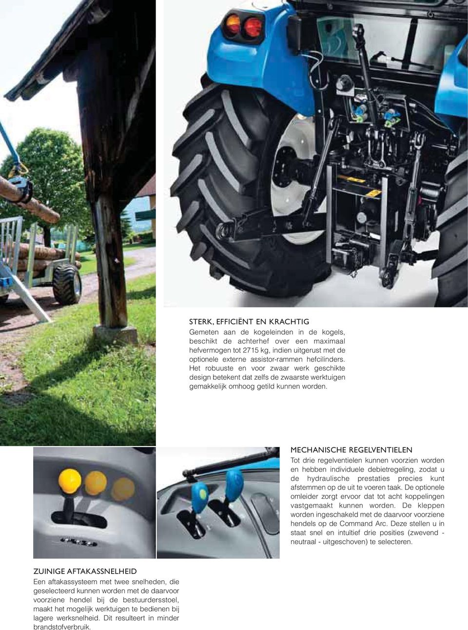 MECHANISCHE REGELVENTIELEN Tot drie regelventielen kunnen voorzien worden en hebben individuele debietregeling, zodat u de hydraulische prestaties precies kunt afstemmen op de uit te voeren taak.