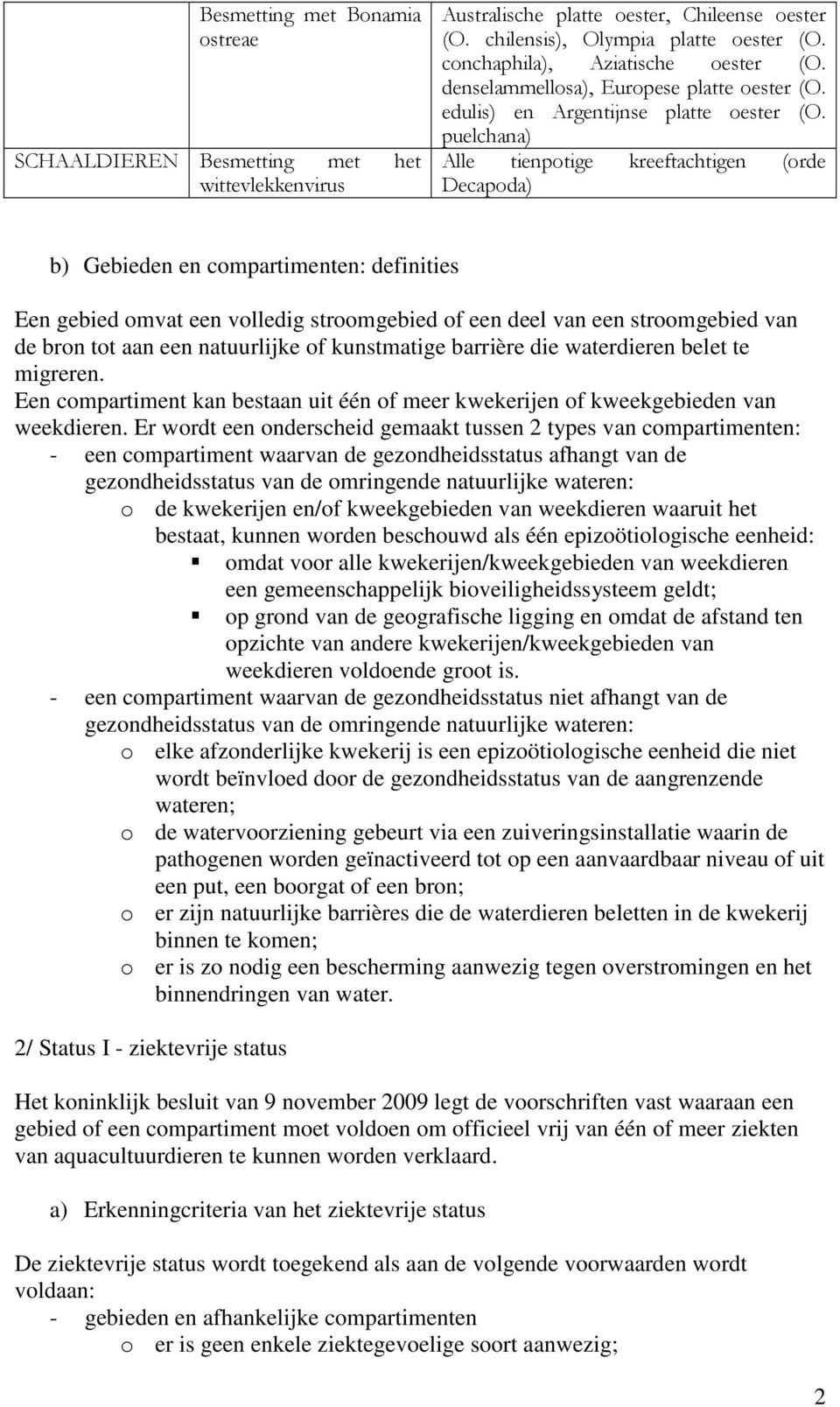 puelchana) Alle tienpotige kreeftachtigen (orde Decapoda) b) Gebieden en compartimenten: definities Een gebied omvat een volledig stroomgebied of een deel van een stroomgebied van de bron tot aan een