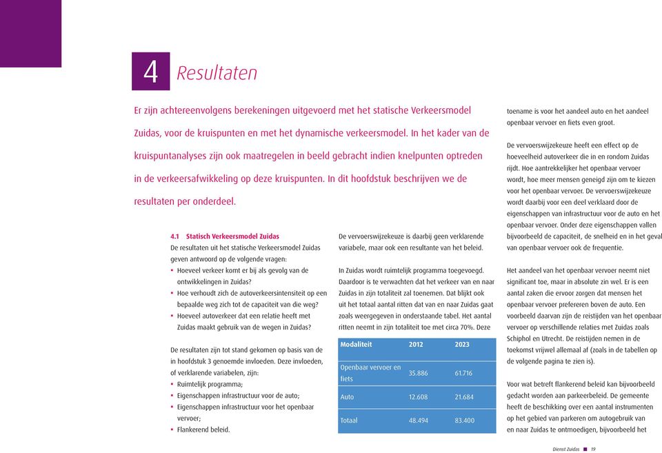 In dit hoofdstuk beschrijven we de resultaten per onderdeel. 4.