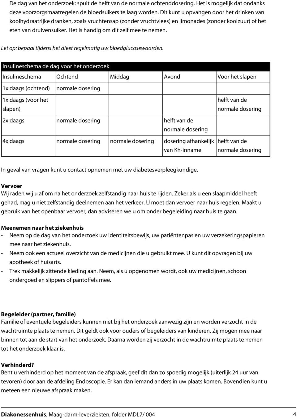 Het is handig om dit zelf mee te nemen. Let op: bepaal tijdens het dieet regelmatig uw bloedglucosewaarden.