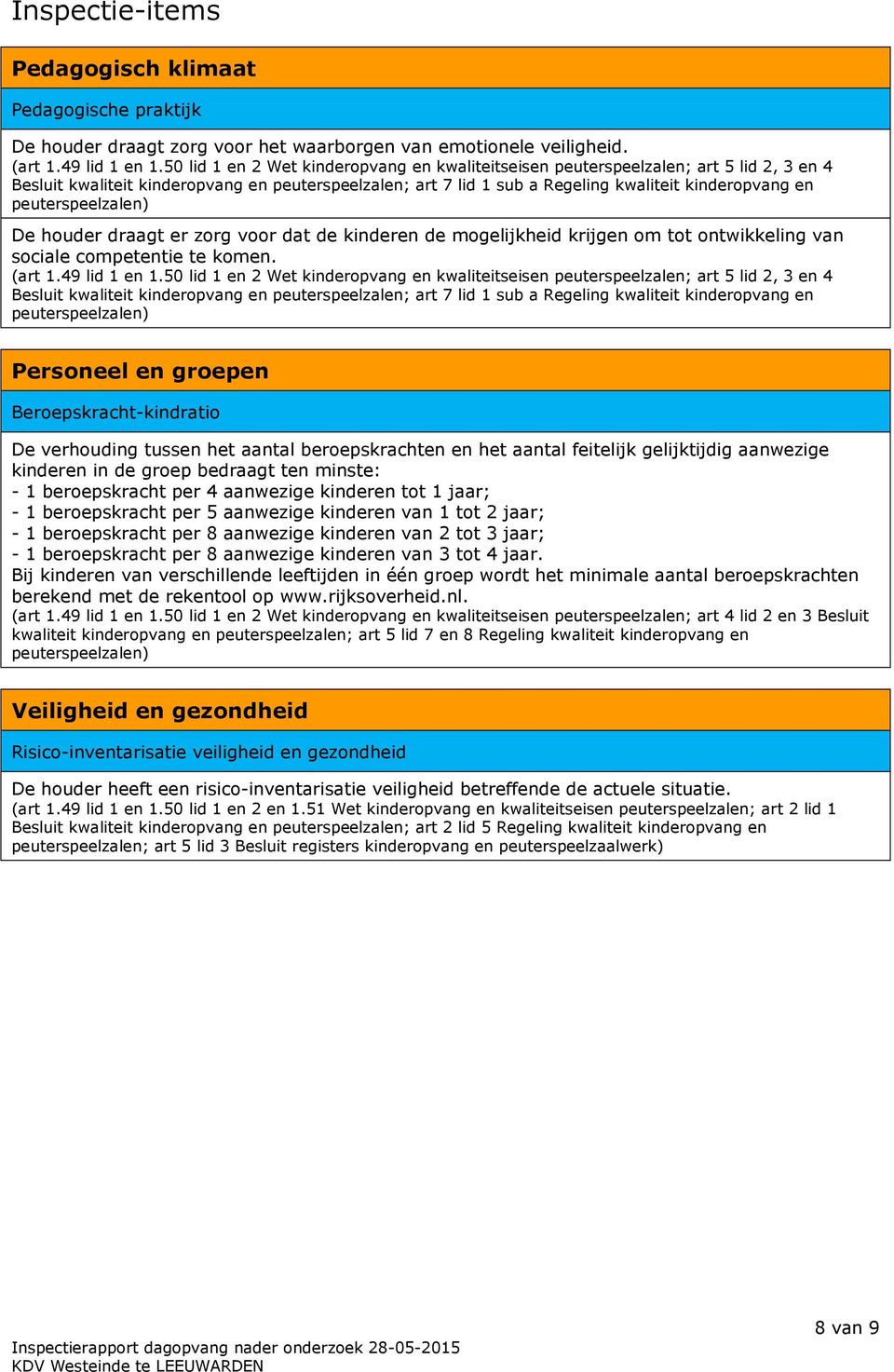 peuterspeelzalen) De houder draagt er zorg voor dat de kinderen de mogelijkheid krijgen om tot ontwikkeling van sociale competentie te komen. (art 1.49 lid 1 en 1.