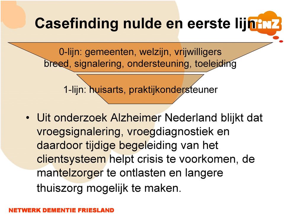 Nederland blijkt dat vroegsignalering, vroegdiagnostiek en daardoor tijdige begeleiding van het