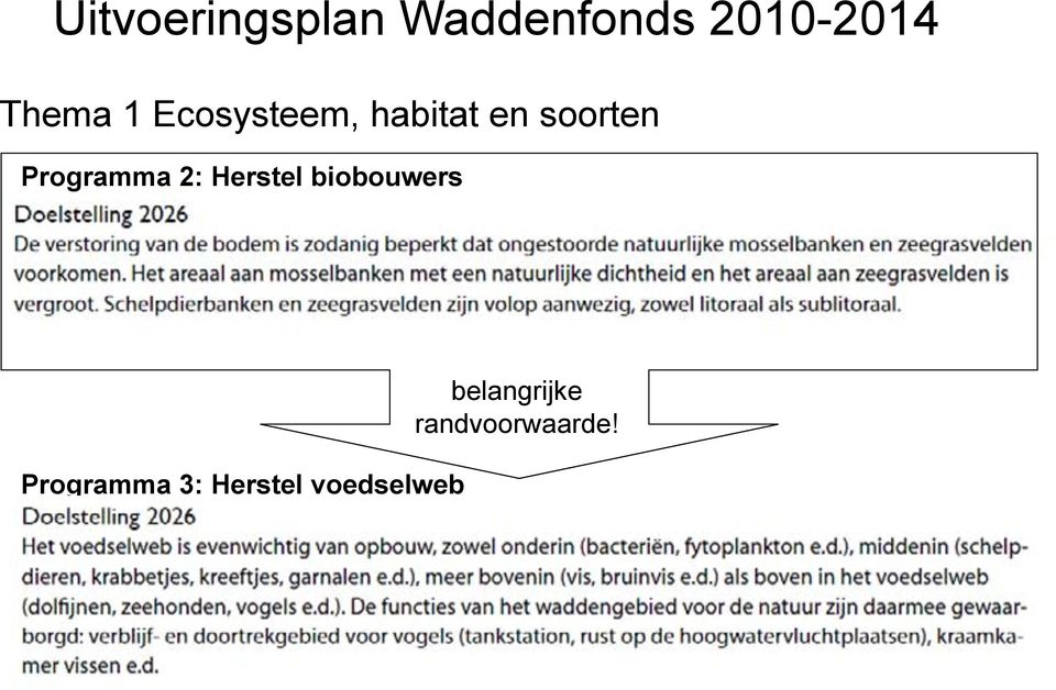 Programma 2: Herstel biobouwers Programma