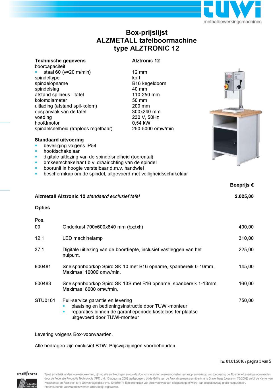 (traploos regelbaar) 250-5000 omw/min Alzmetall Alztronic 12