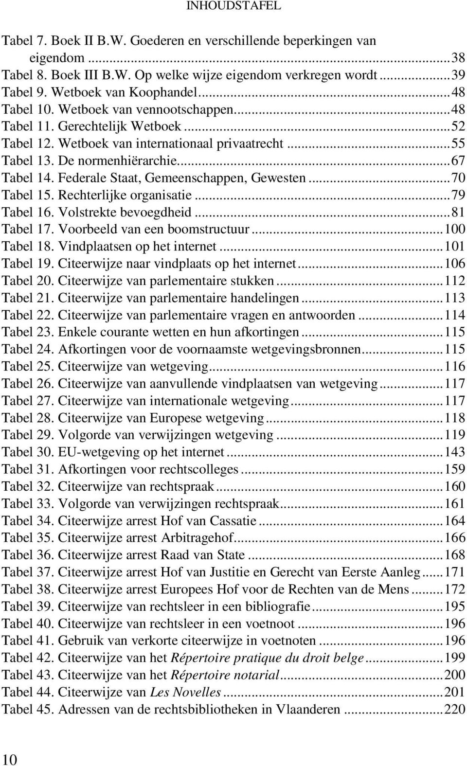 Federale Staat, Gemeenschappen, Gewesten...70 Tabel 15. Rechterlijke organisatie...79 Tabel 16. Volstrekte bevoegdheid...81 Tabel 17. Voorbeeld van een boomstructuur...100 Tabel 18.