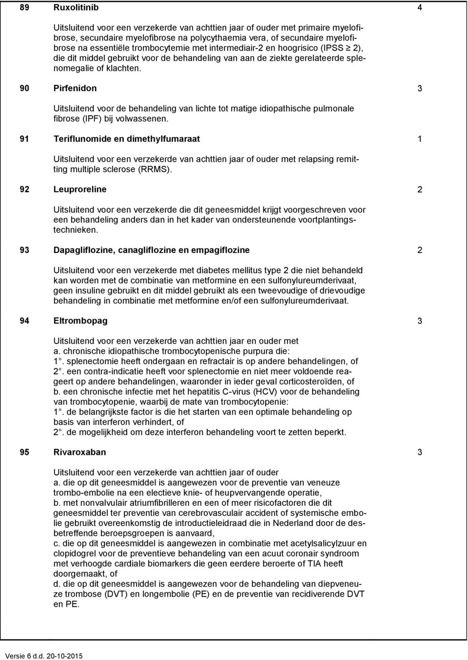 90 Pirfenidon Uitsluitend voor de behandeling van lichte tot matige idiopathische pulmonale fibrose (IPF) bij volwassenen.