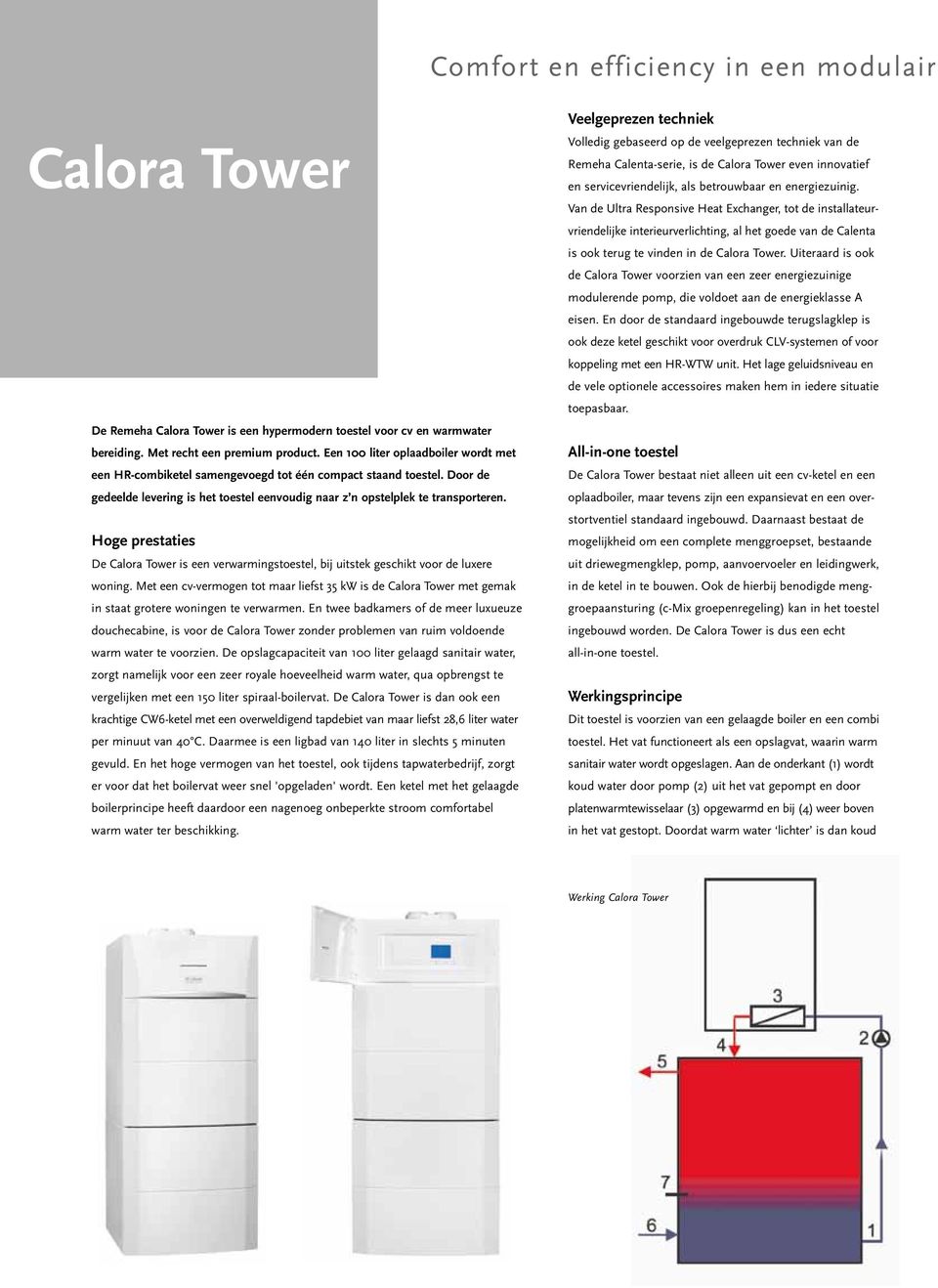 Hoge prestaties De Calora Tower is een verwarmingstoestel, bij uitstek geschikt voor de luxere woning.