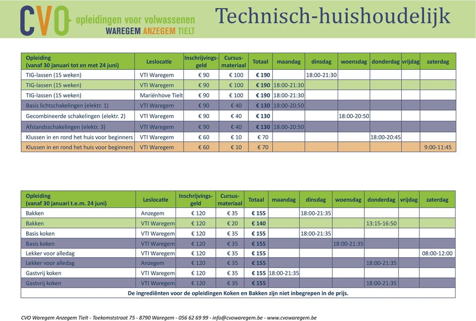 2) VTI Waregem 90 40 130 18:00-20:50 Afstandsschakelingen (elektr.