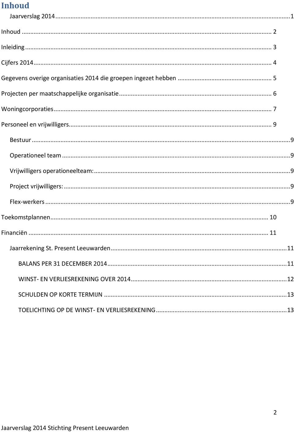 .. 9 Vrijwilligers operationeelteam:... 9 Project vrijwilligers:... 9 Flex-werkers... 9 Toekomstplannen... 10 Financiën... 11 Jaarrekening St.