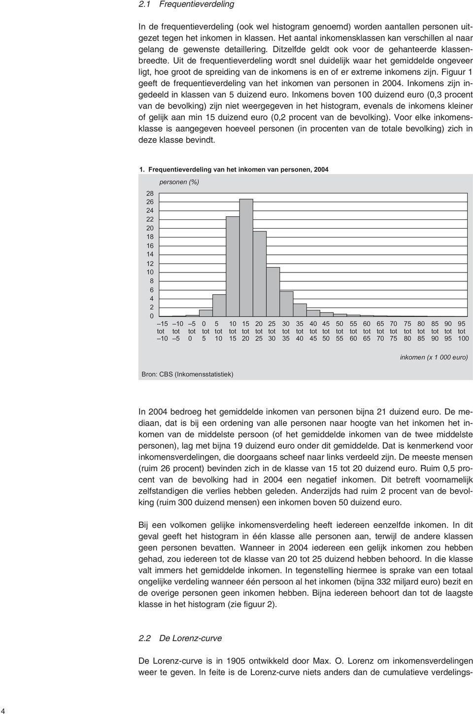 Uit de frequentieverdeling wordt snel duidelijk waar het gemiddelde ongeveer ligt, hoe groot de spreiding van de inkomens is en of er extreme inkomens zijn.