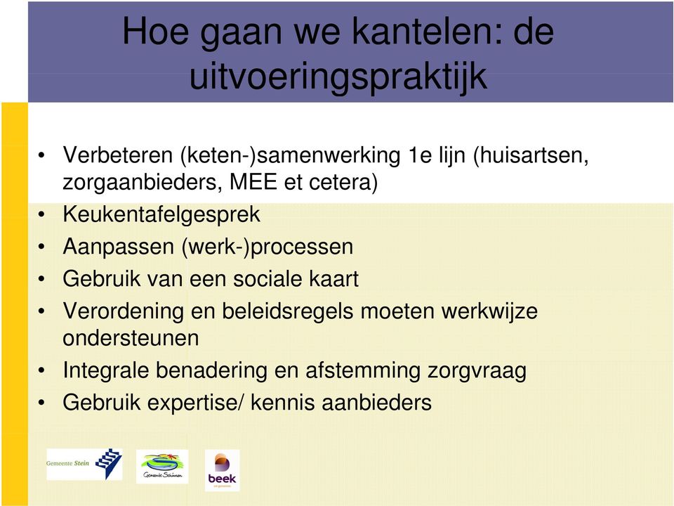 (werk-)processen Gebruik van een sociale kaart Verordening en beleidsregels moeten