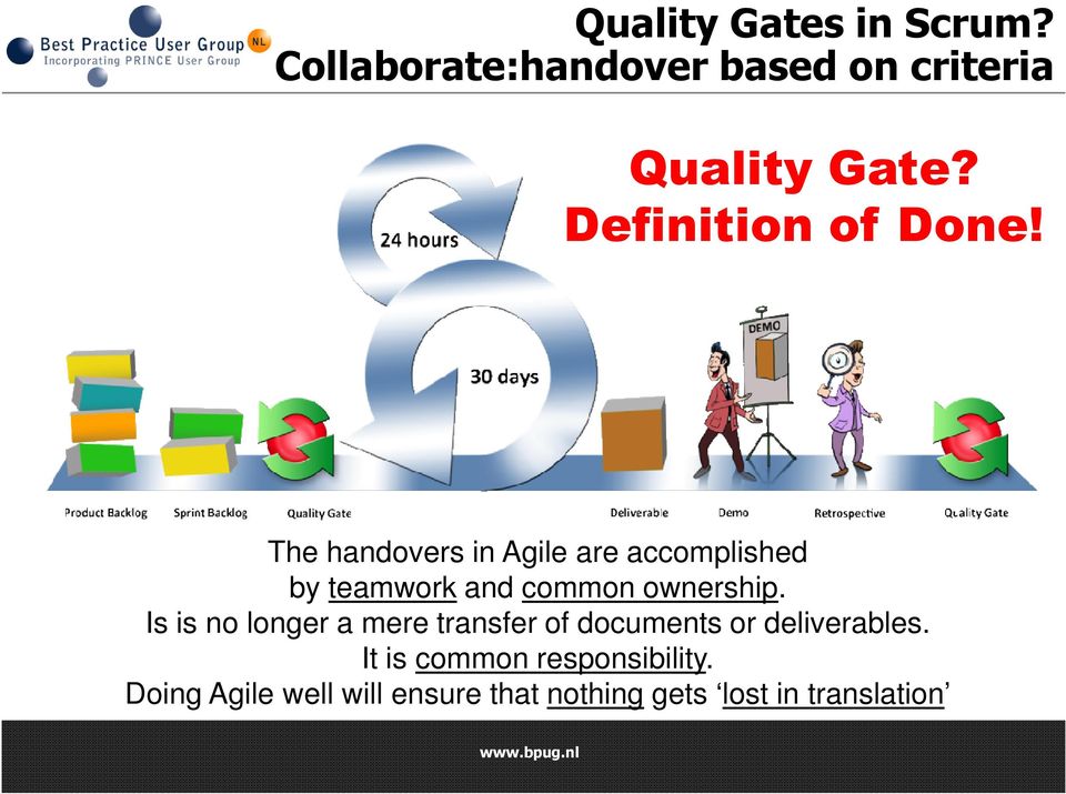 The handovers in Agile are accomplished by teamwork and common ownership.