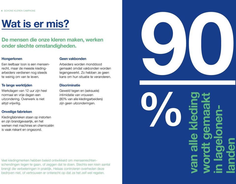 Te lange werktijden Werkdagen van 12 uur zijn heel normaal en vrije dagen een uitzondering. Overwerk is niet altijd vrijwillig.