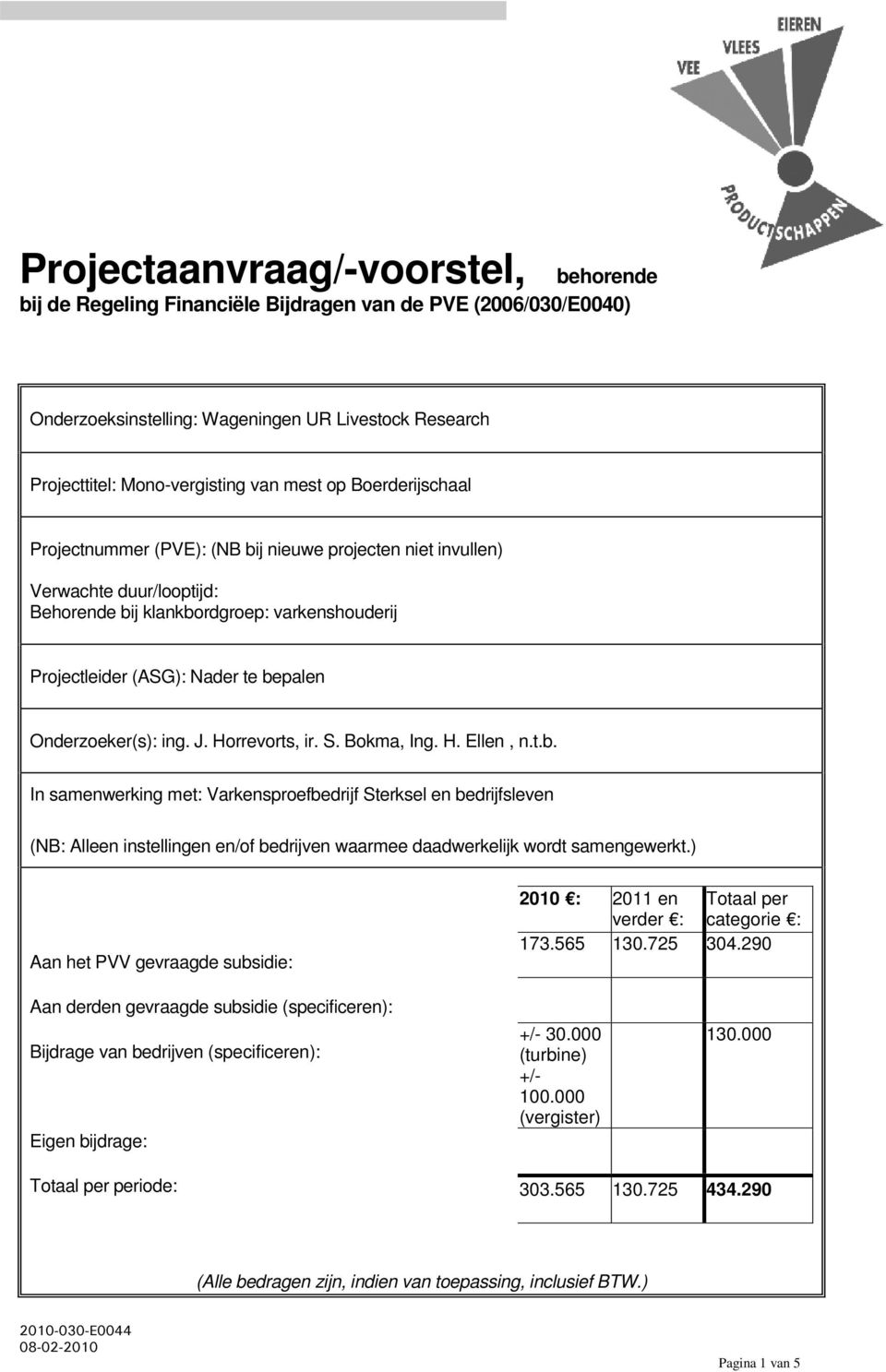 Onderzoeker(s): ing. J. Horrevorts, ir. S. Bokma, Ing. H. Ellen, n.t.b.