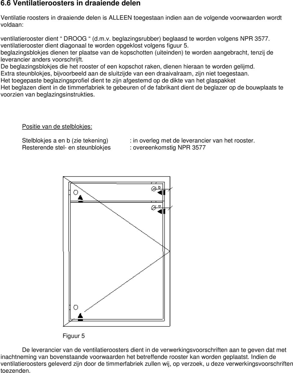 beglazingsblokjes dienen ter plaatse van de kopschotten (uiteinden) te worden aangebracht, tenzij de leverancier anders voorschrijft.