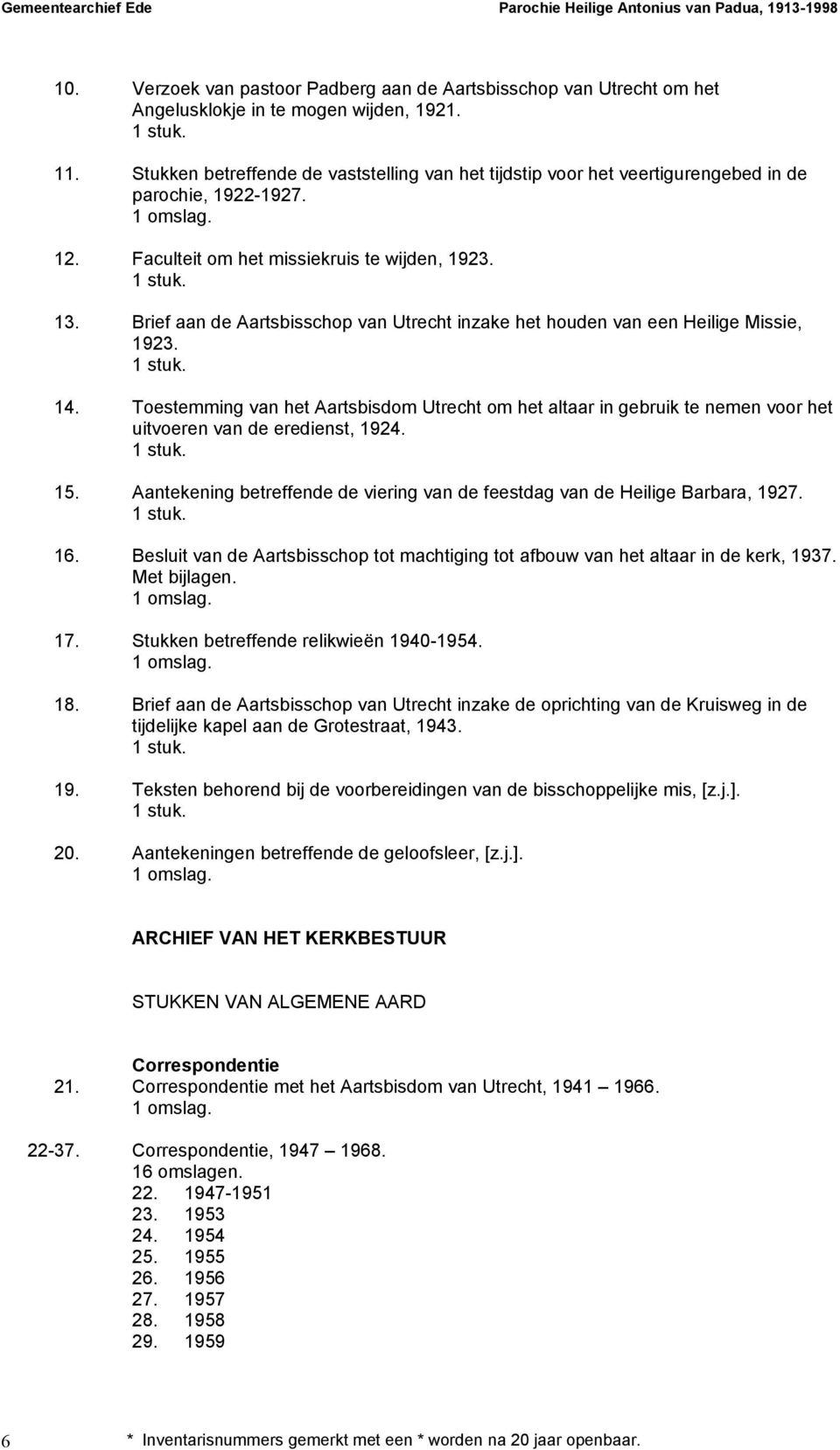 Brief aan de Aartsbisschop van Utrecht inzake het houden van een Heilige Missie, 1923. 14.