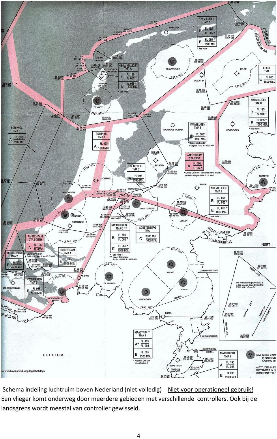 Een vlieger komt onderweg door meerdere gebieden met