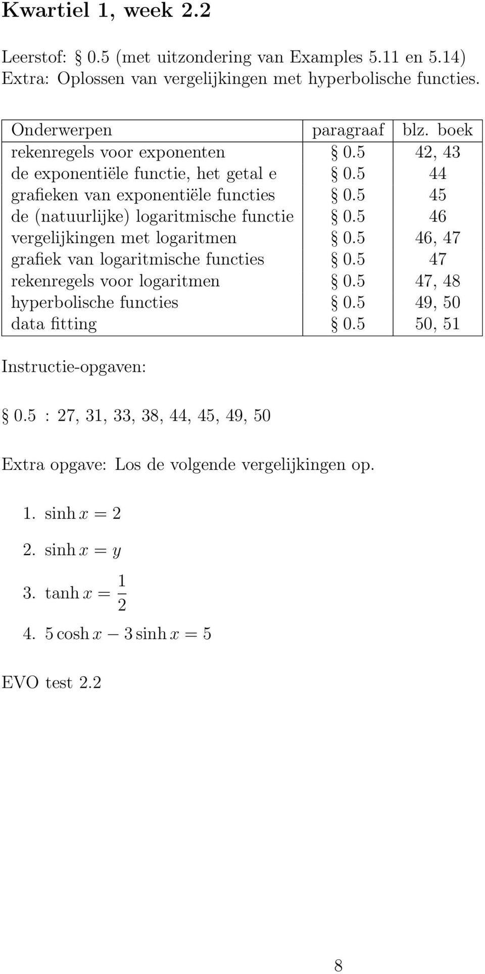 5 45 de (natuurlijke) logaritmische functie 0.5 46 vergelijkingen met logaritmen 0.5 46, 47 grafiek van logaritmische functies 0.5 47 rekenregels voor logaritmen 0.