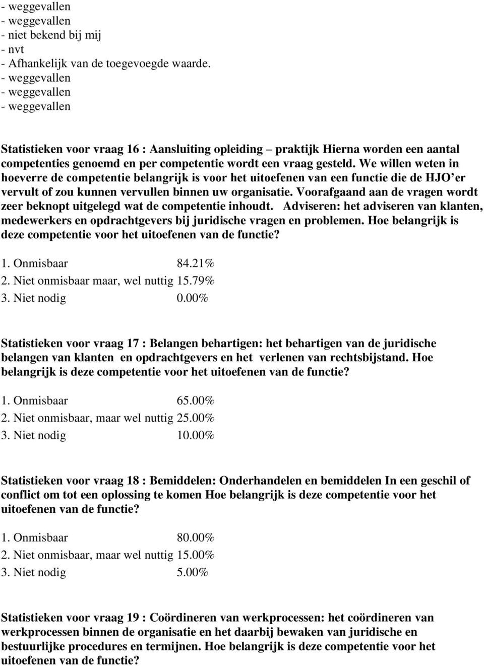 We willen weten in hoeverre de competentie belangrijk is voor het uitoefenen van een functie die de HJO er vervult of zou kunnen vervullen binnen uw organisatie.