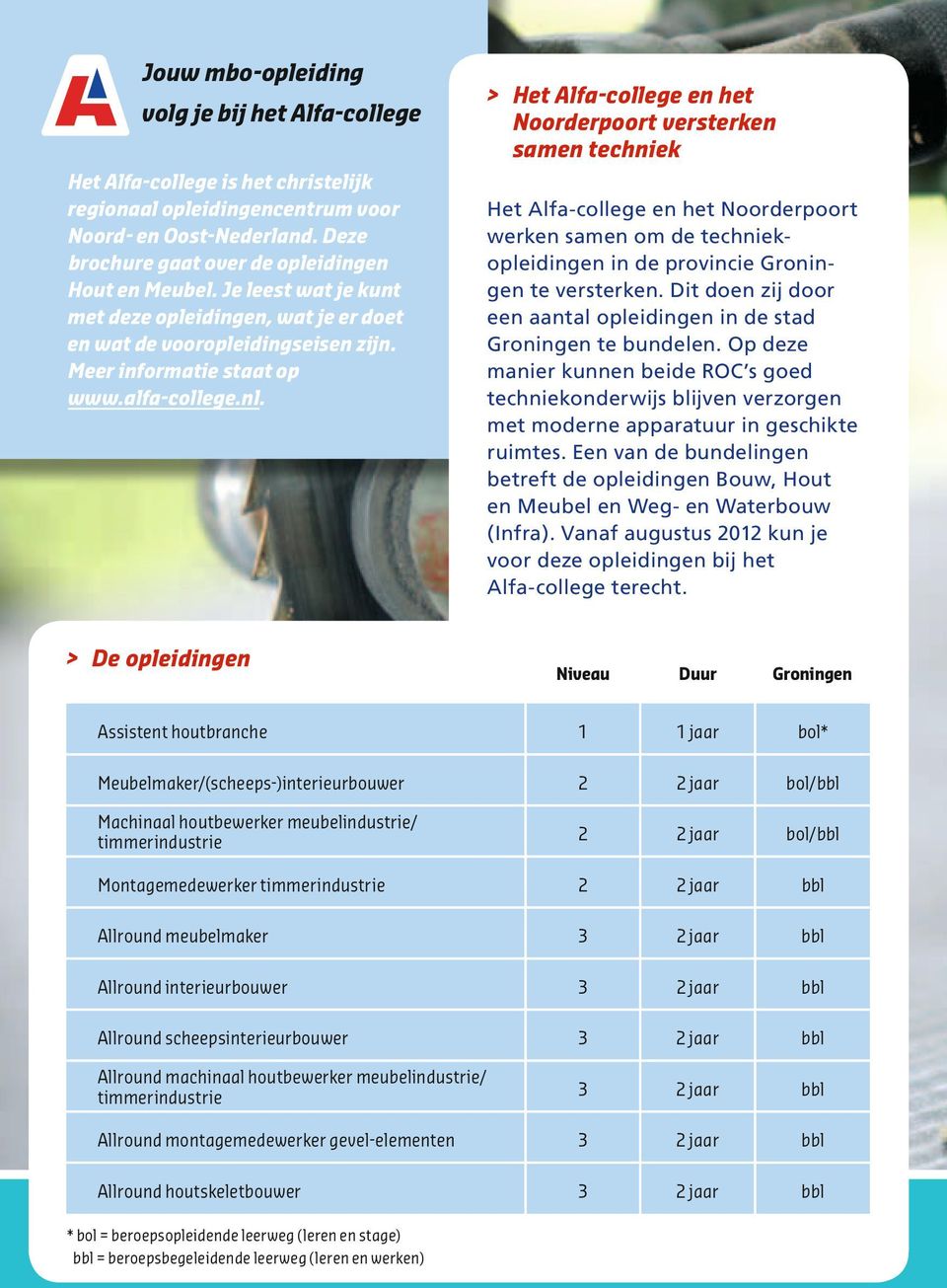 >> Het Alfa-college en het Noorderpoort versterken samen techniek Het Alfa-college en het Noorderpoort werken samen om de techniek opleidingen in de provincie te versterken.