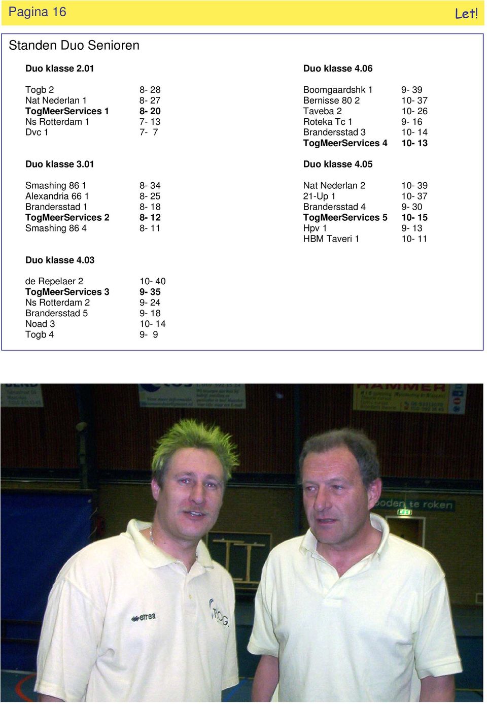 7-7 Brandersstad 3 10-14 TogMeerServices 4 10-13 Duo klasse 3.01 Duo klasse 4.