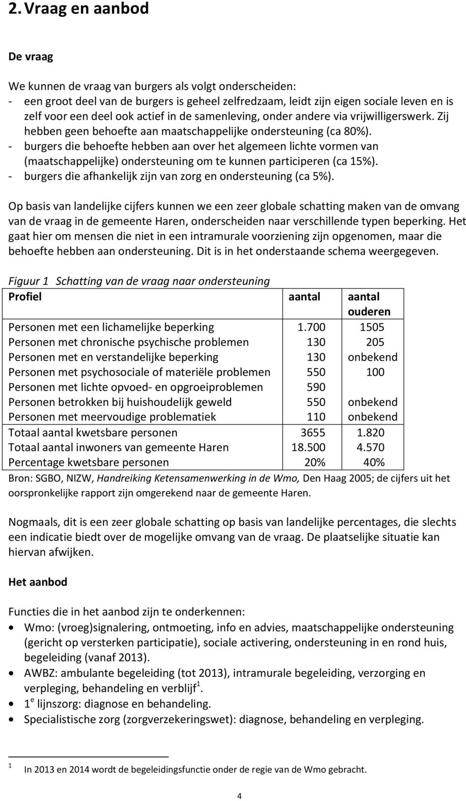 - burgers die behoefte hebben aan over het algemeen lichte vormen van (maatschappelijke) ondersteuning om te kunnen participeren (ca 15%).