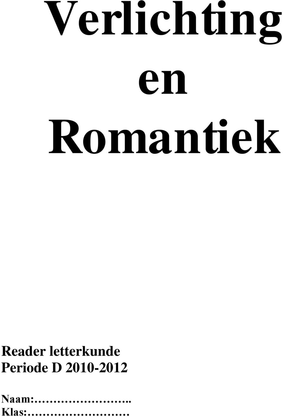 Verlichting en Romantiek - PDF Gratis download